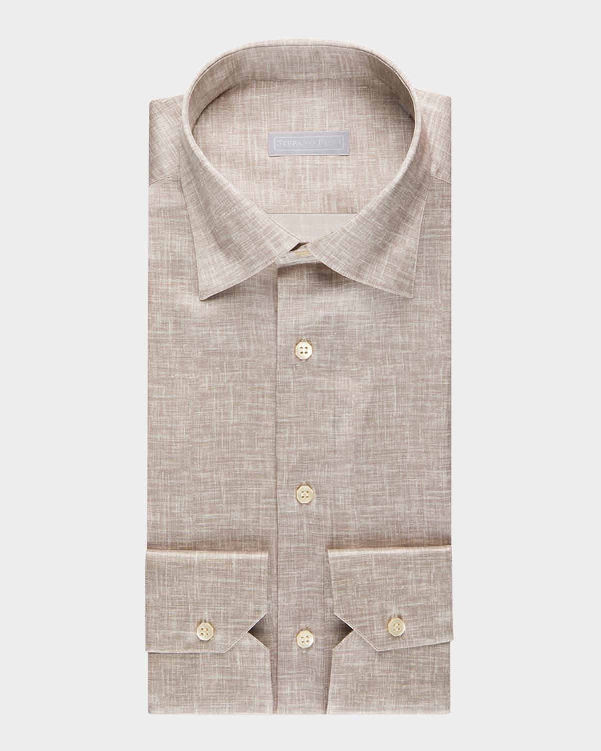Mens Textured-Print Silk Sport Shirt Product Image