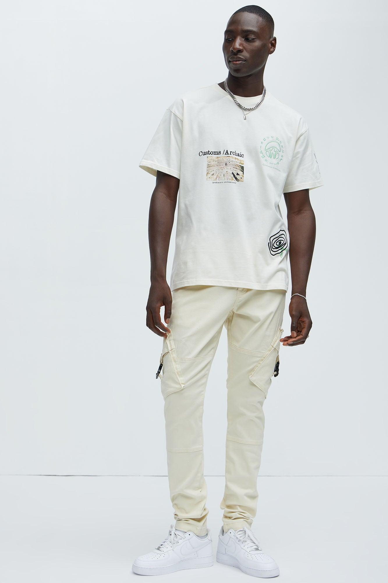 Hayes Stacked Skinny Cargo Pants - Cream Product Image