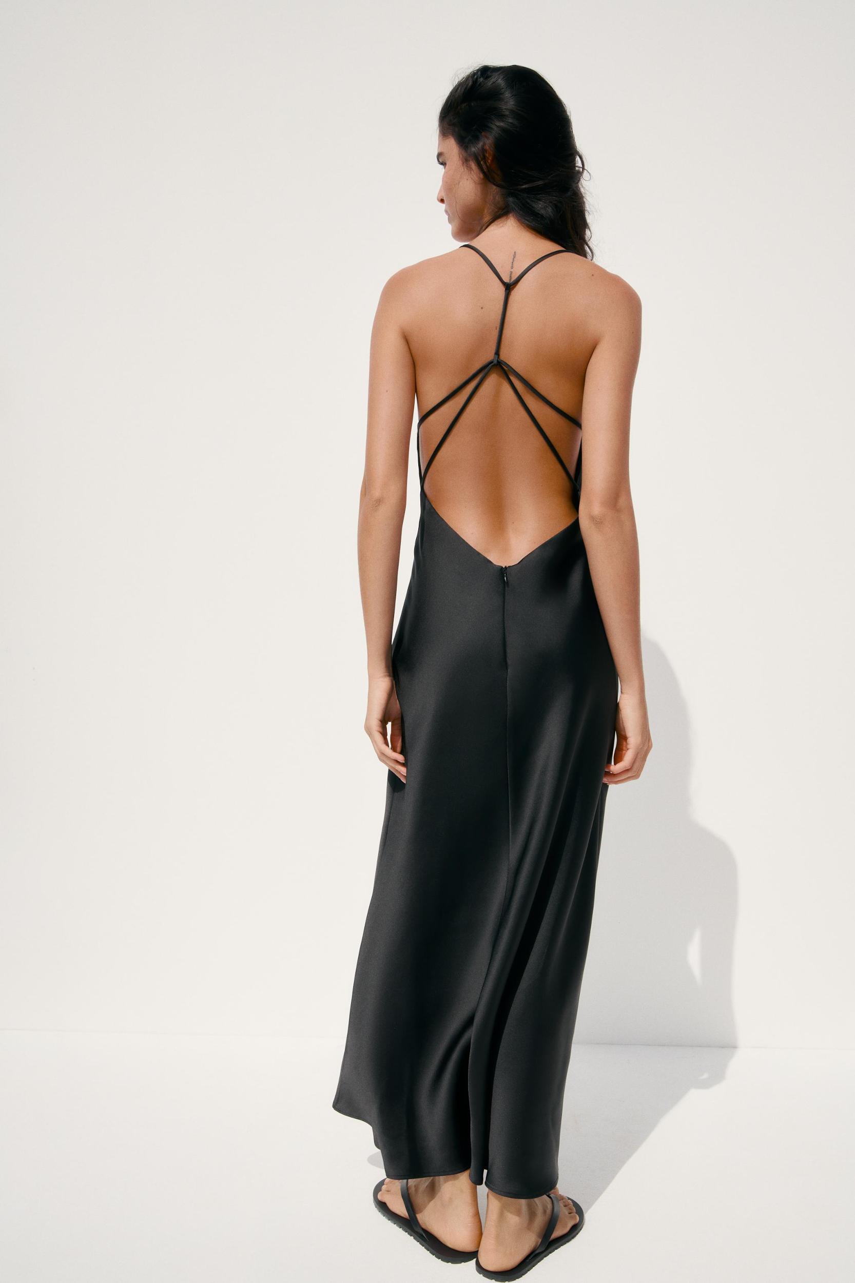 SATIN MIDI DRESS WITH STRAPPY BACK Product Image