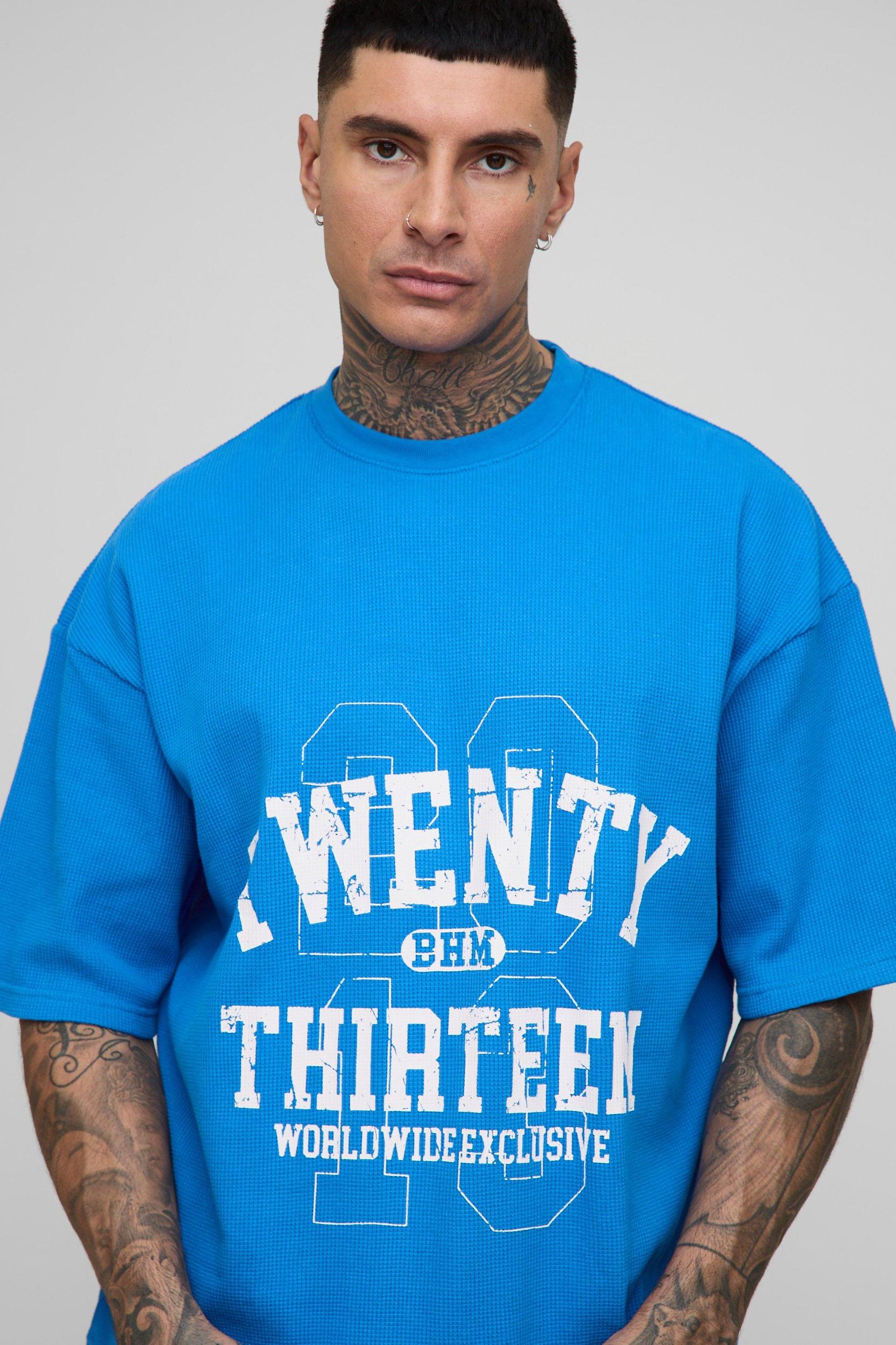 Tall Oversized Boxy Waffle Graphic T-Shirt & Oversized Short Set | boohooMAN USA Product Image