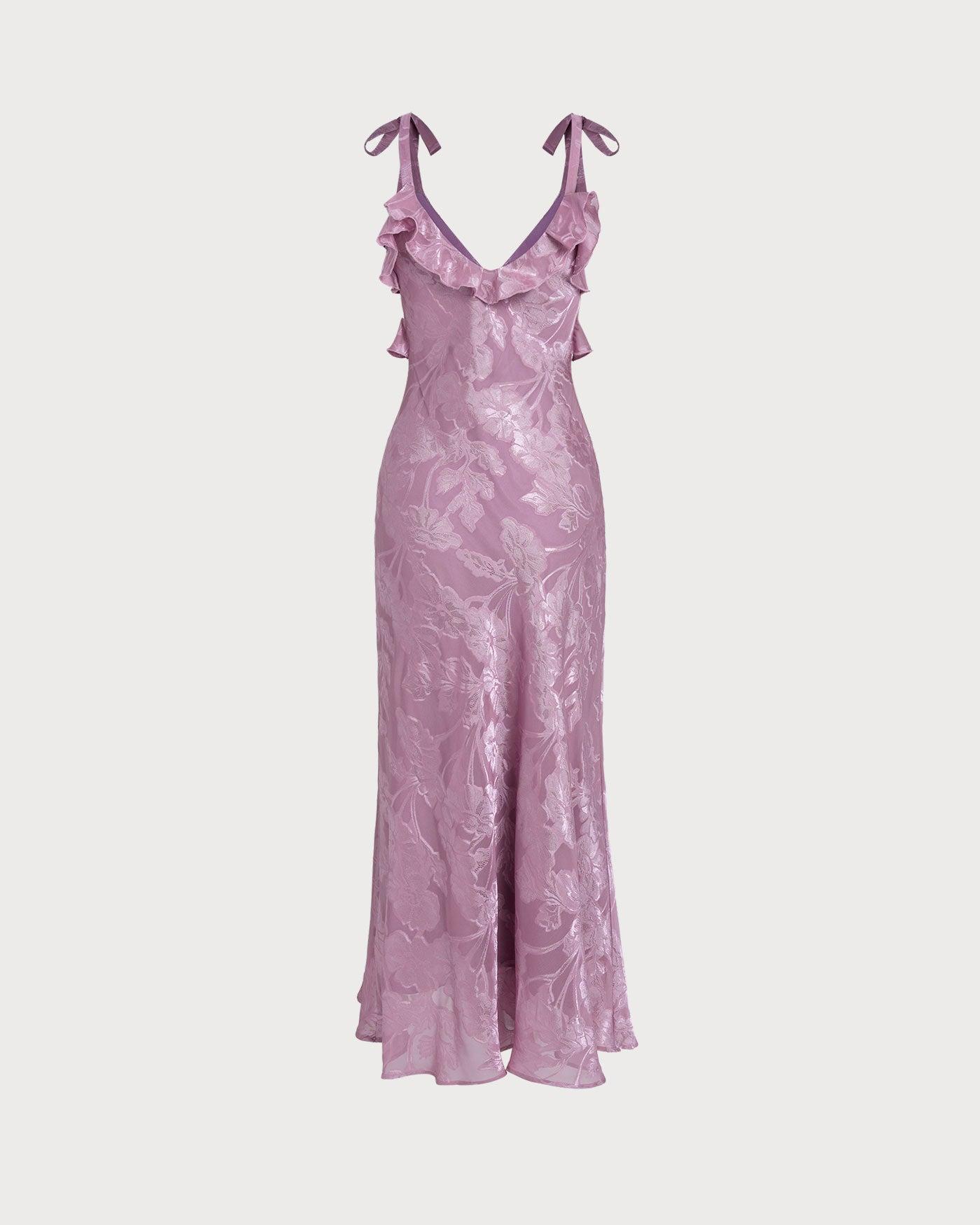 Purple Jacquard Slip Maxi Dress Product Image