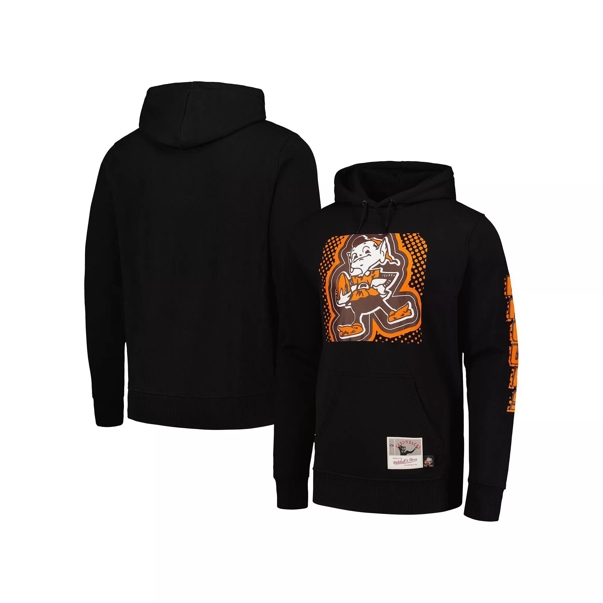 Men's Mitchell & Ness Black Cleveland Browns Gridiron Classics Big Face 7.0 Pullover Hoodie, Size: Medium Product Image