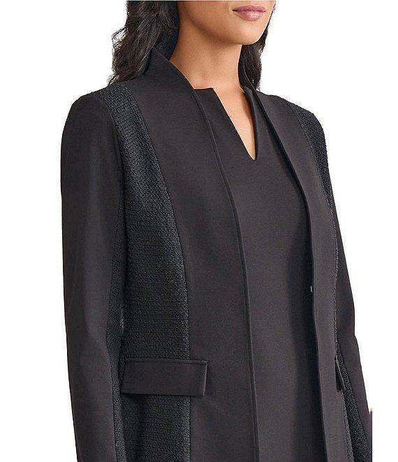 MISOOK Mixed Media Ponte Modified Mandarin Collar Long Sleeve Blazer Product Image