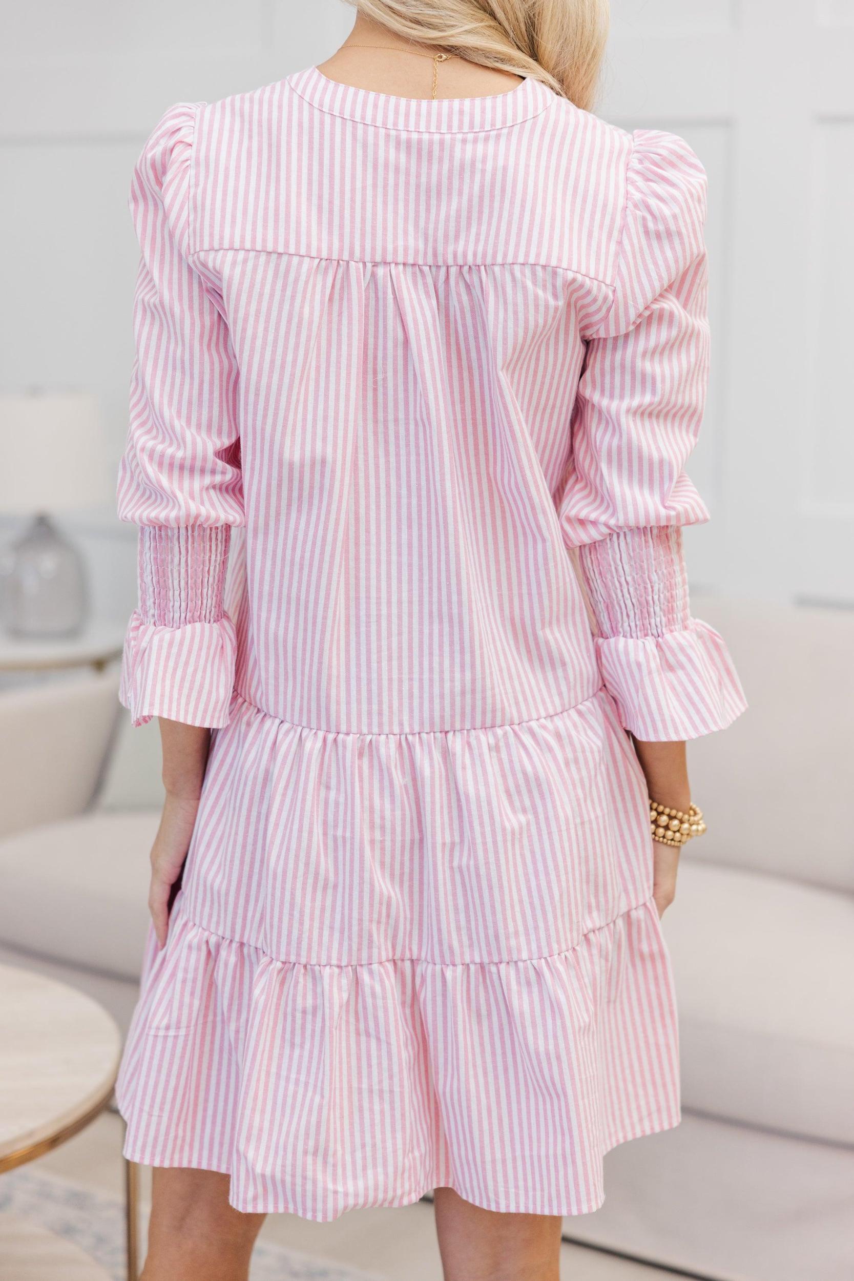 NURSING COLLECTION: In Your Happy Place Pink Striped Dress Female Product Image