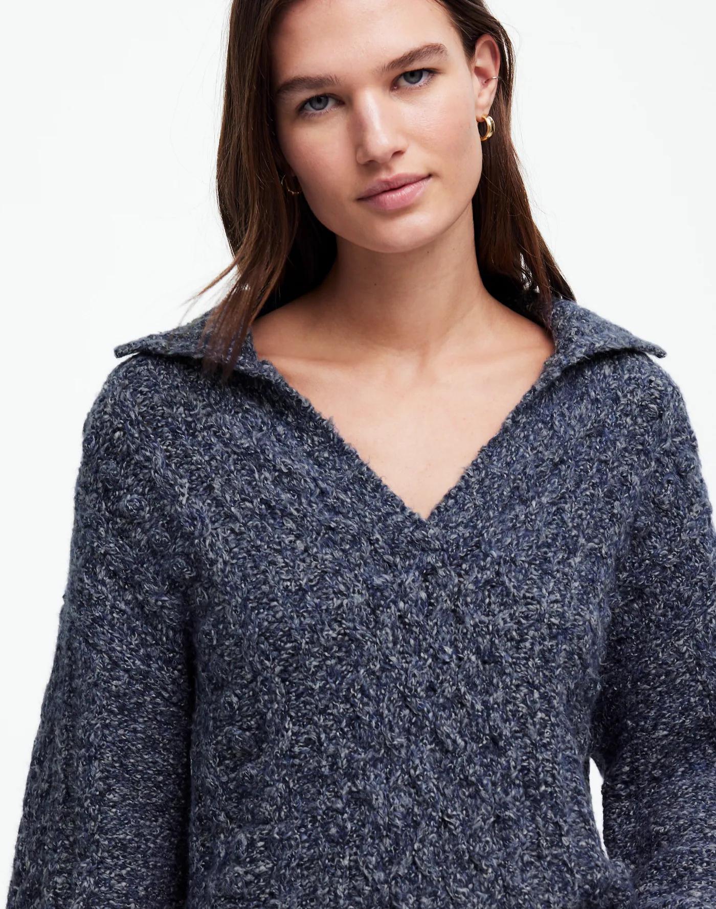 Cotton-Merino Wool Blend Cable-Knit Sweater Product Image