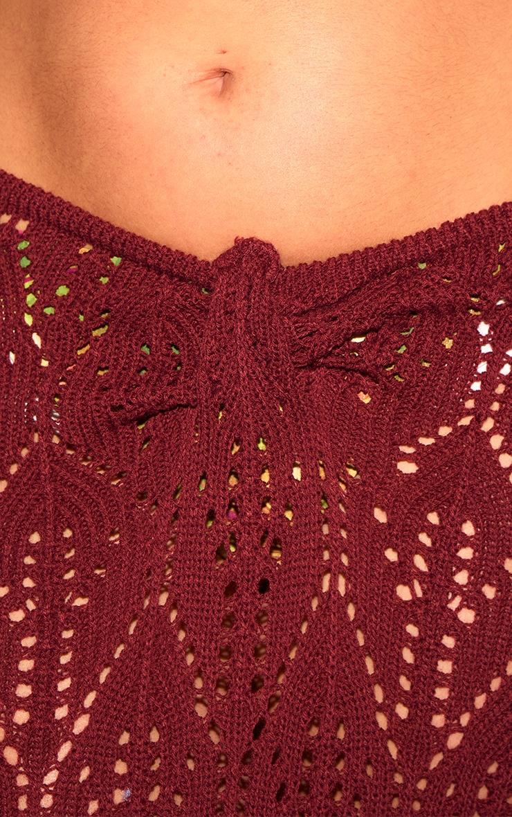 Plus Burgundy Crochet Maxi Knot Detail Beach Skirt Product Image