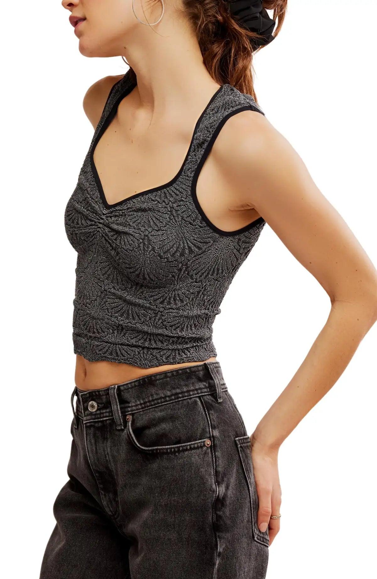 Free People Love Letter Sweetheart Cami Black Product Image