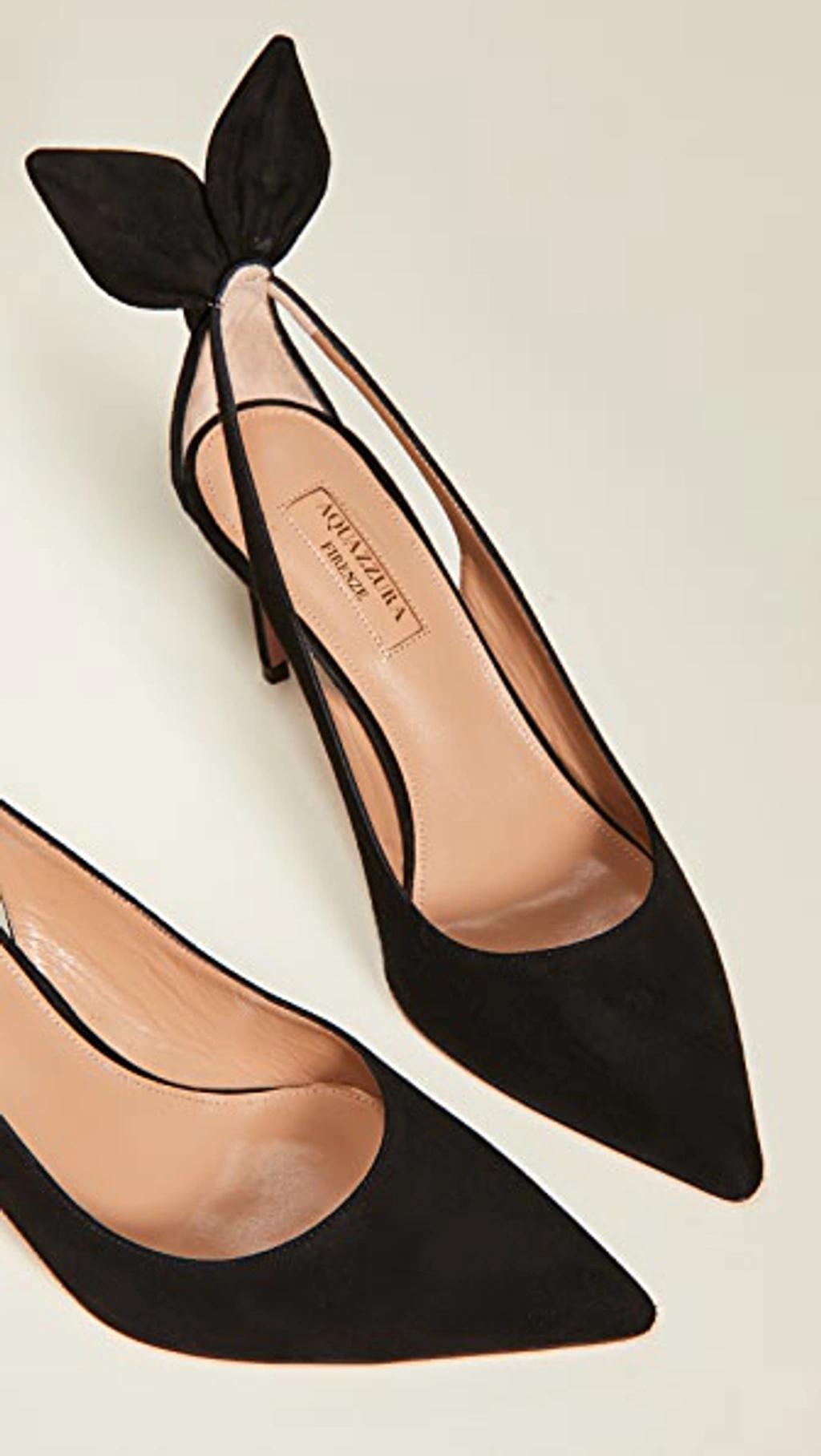 AQUAZZURA Bow Tie 85 Suede Pumps In Black Product Image