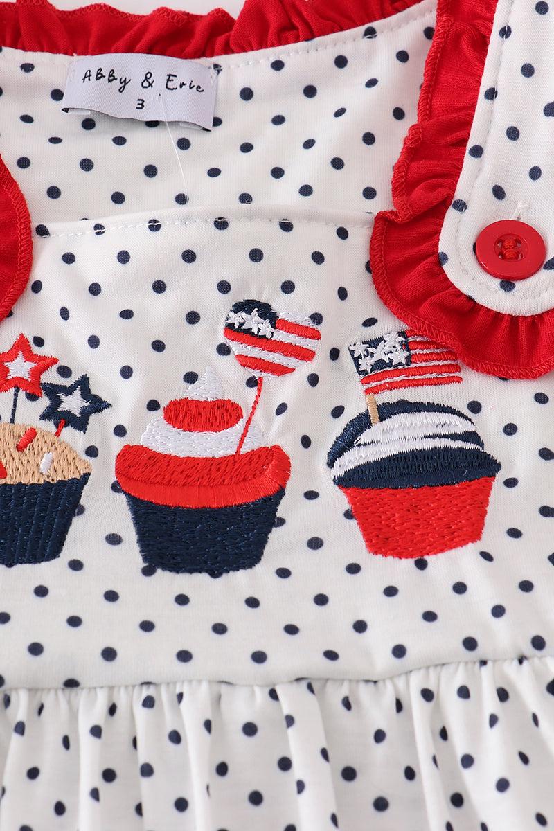 Red cake embroidery dot dress Product Image