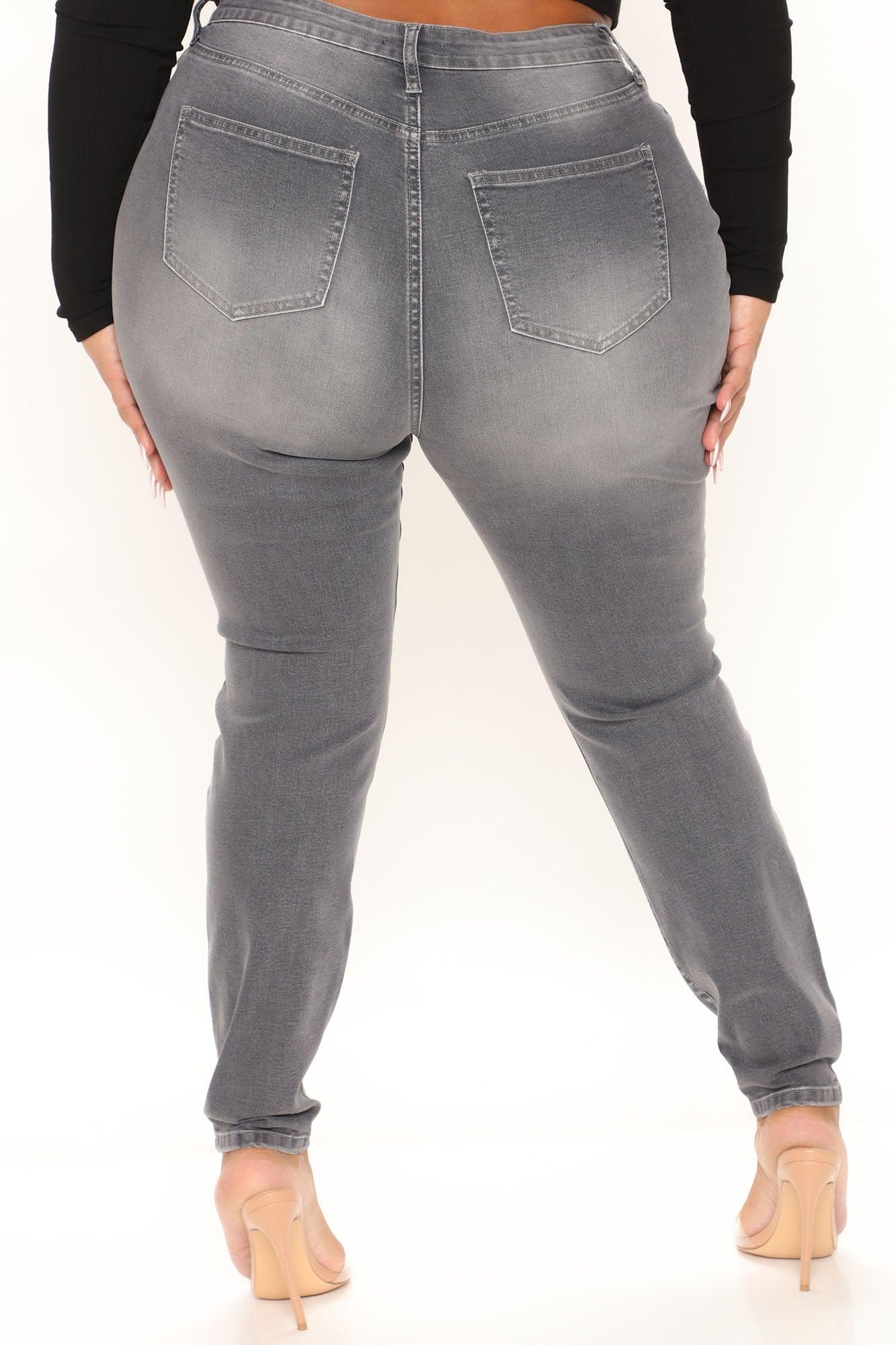 Going Out High Rise Stretch Skinny Jeans - Grey Product Image