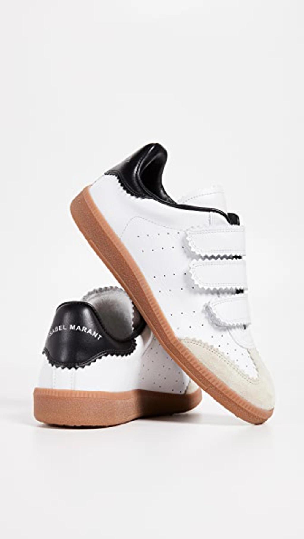 ISABEL MARANT Beth Suede-trimmed Leather Sneakers In White Product Image