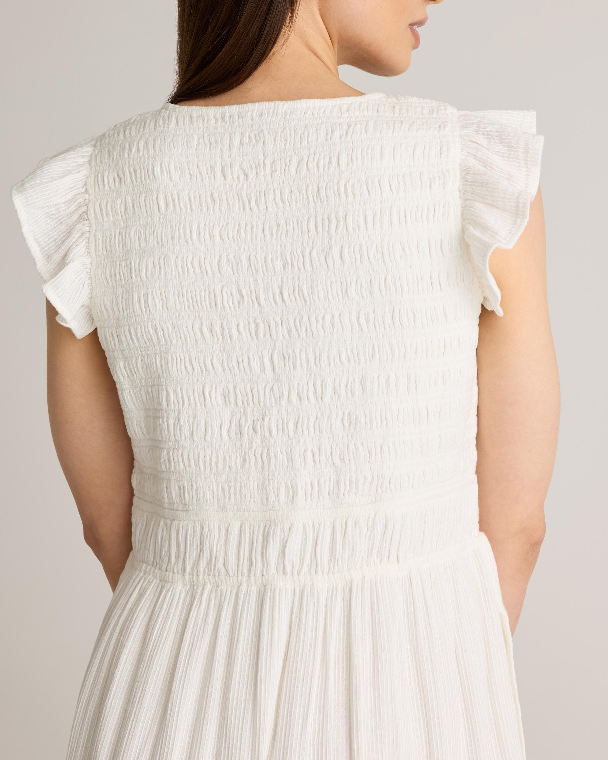 Quince | Women's Organic Textured Cotton Smocked V-Neck Midi Dress Organic Cotton Product Image