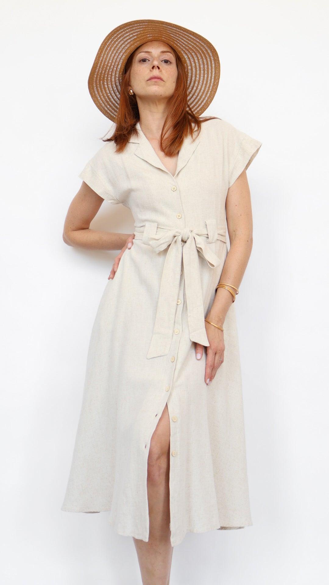 Linen Midi Shirt Dress Product Image