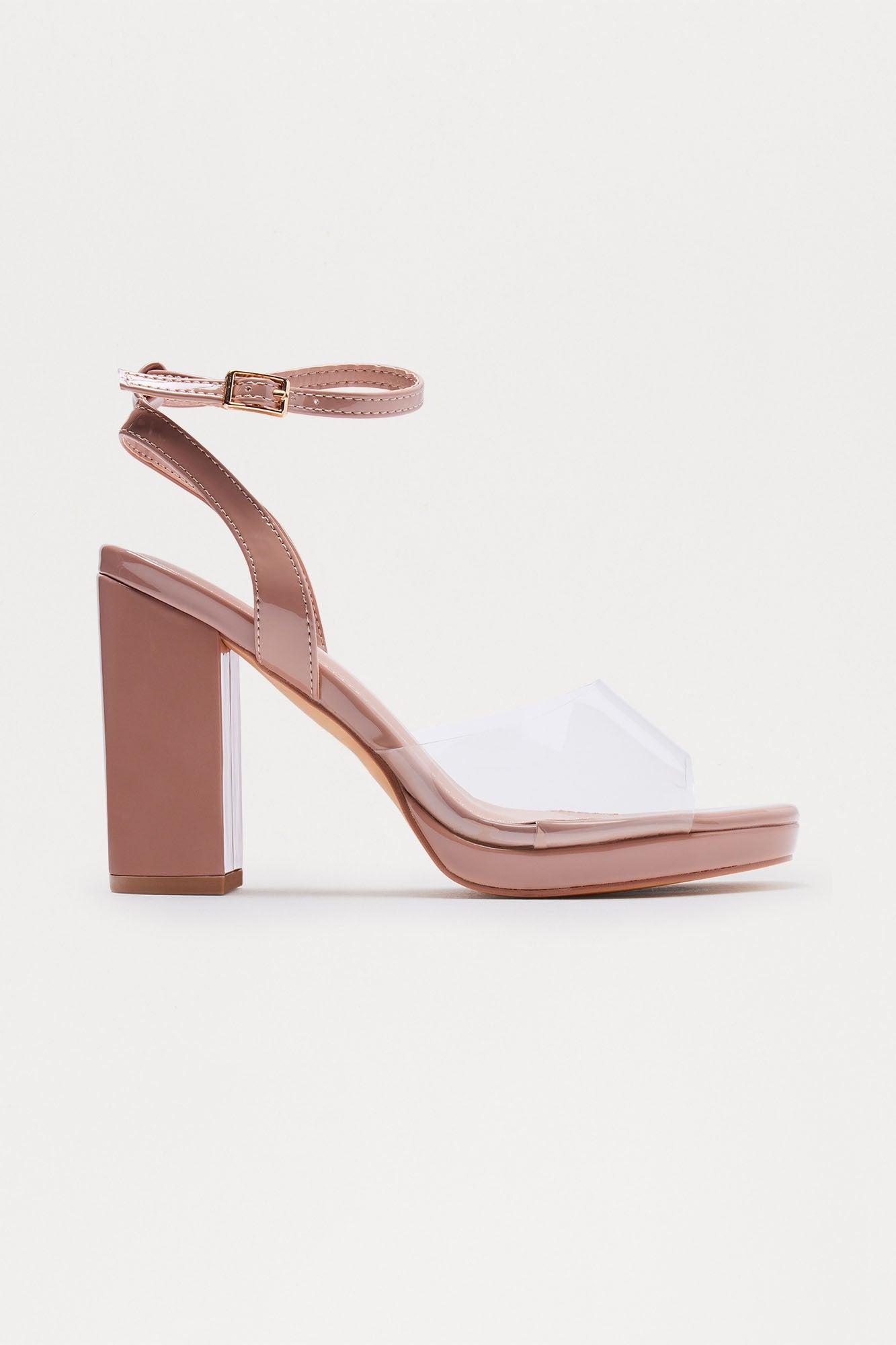 Lunna Square Toe Block Heels - Clear Female Product Image