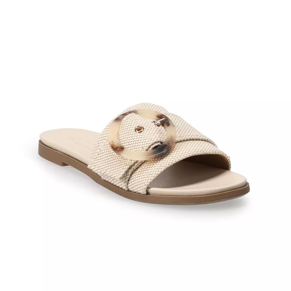 LC Lauren Conrad Henna Circle Women's Buckle Slide Sandals, Size: 5, Natural Product Image
