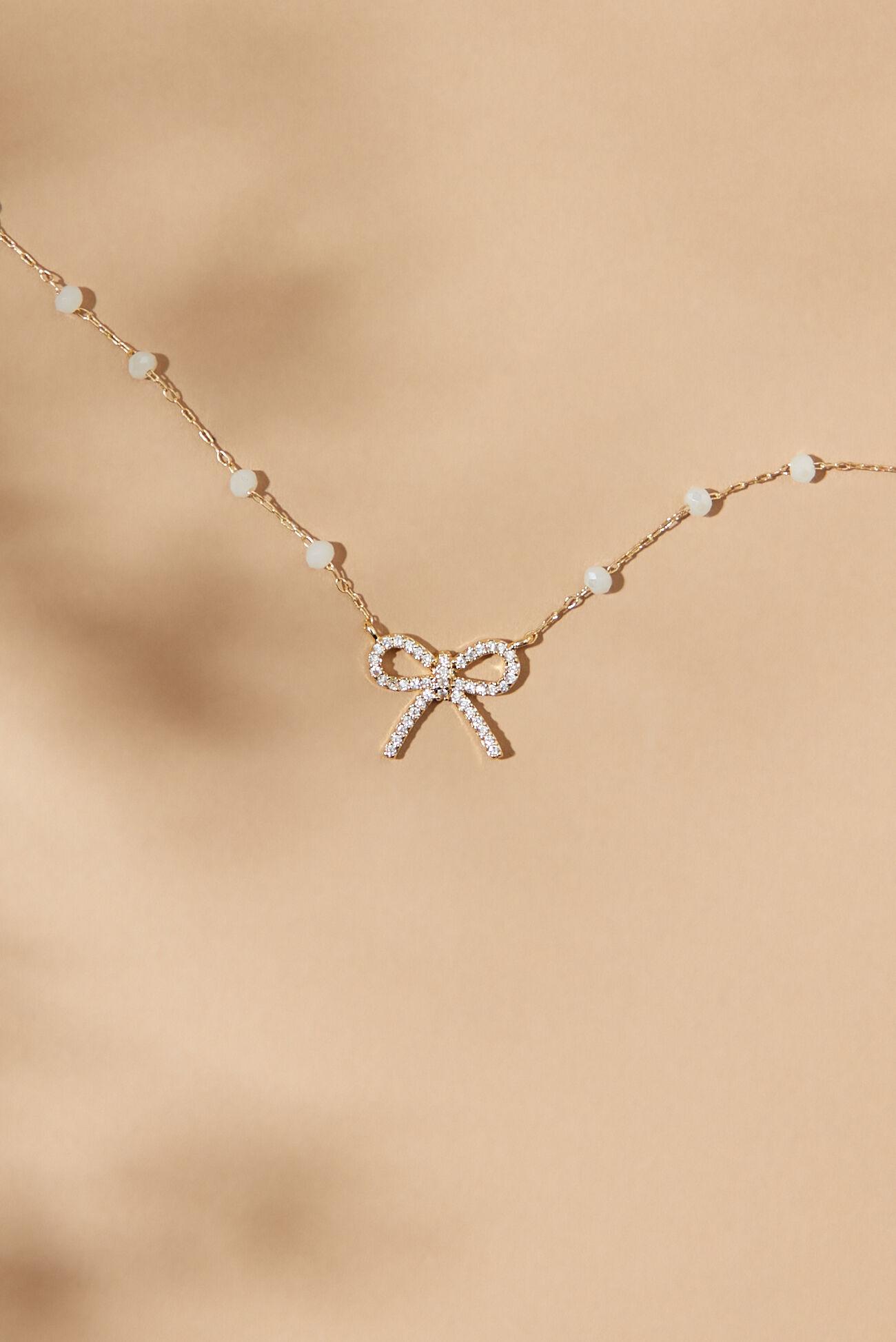 Diamond Charm Bow Necklace Product Image