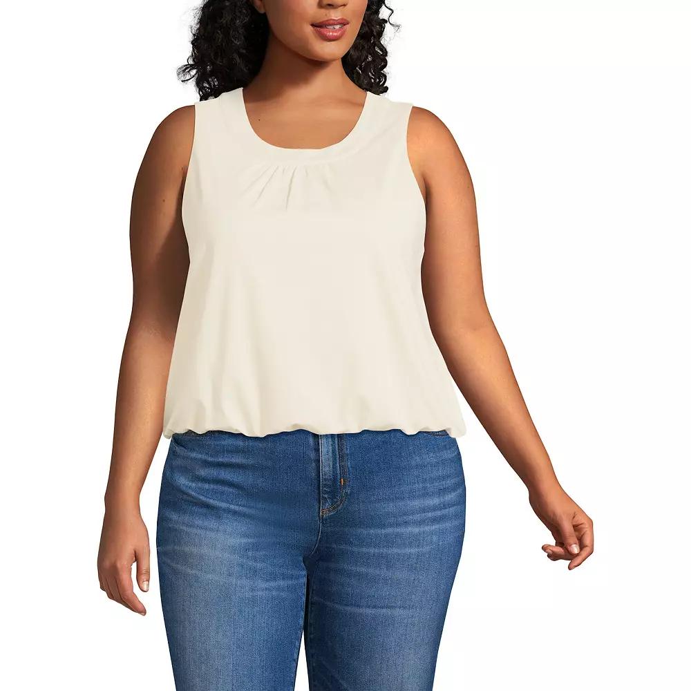 Plus Size Lands' End Perfect Tuck Tank, Women's, Size: 1XL, Fresh Ivory Product Image