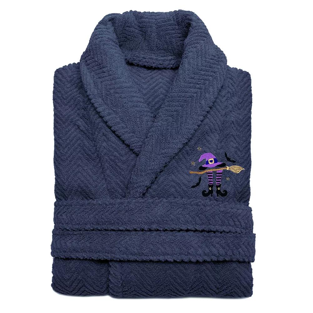 Linum Home Textiles Adult 100% Turkish Cotton Herringbone Weave Embroidered Bathrobe - Hat-Broom-Legs, Adult Unisex,  Product Image
