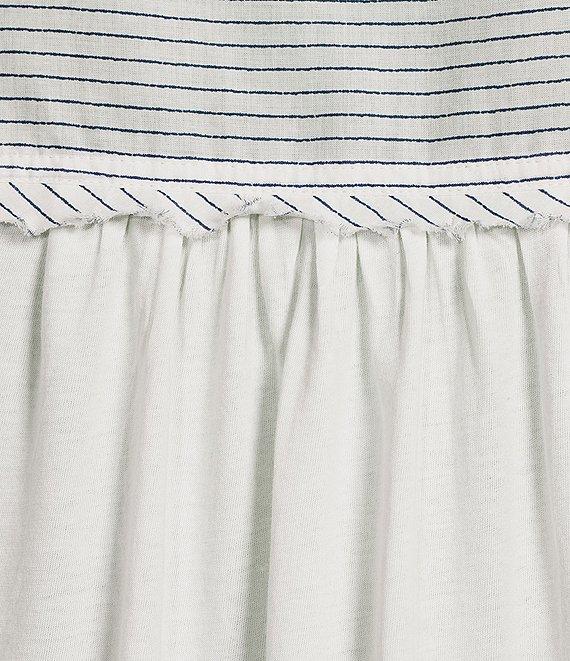 Westbound Petite Size Ikat Stripe Print Button Front Tie Hem Top Product Image