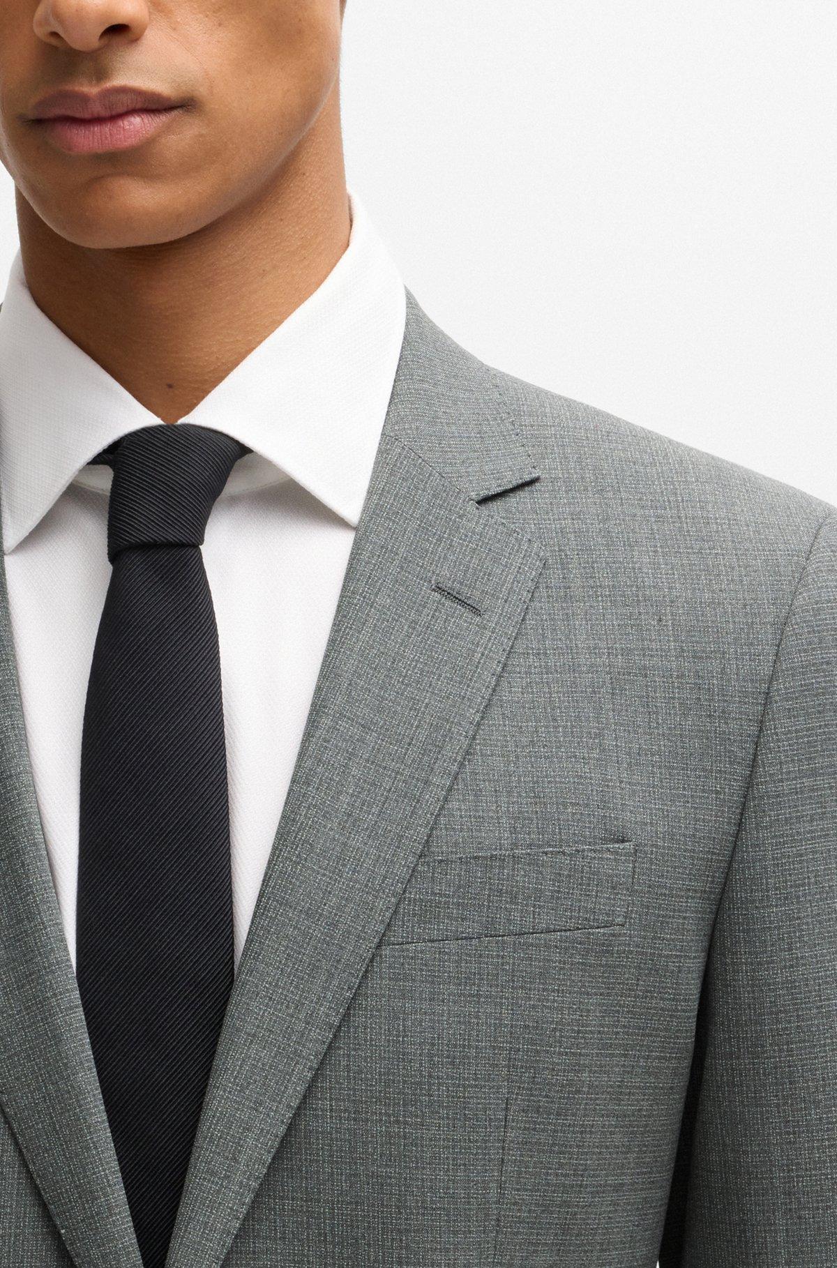 BOSS - Slim-fit suit in micro-patterned stretch cloth - Grey Product Image