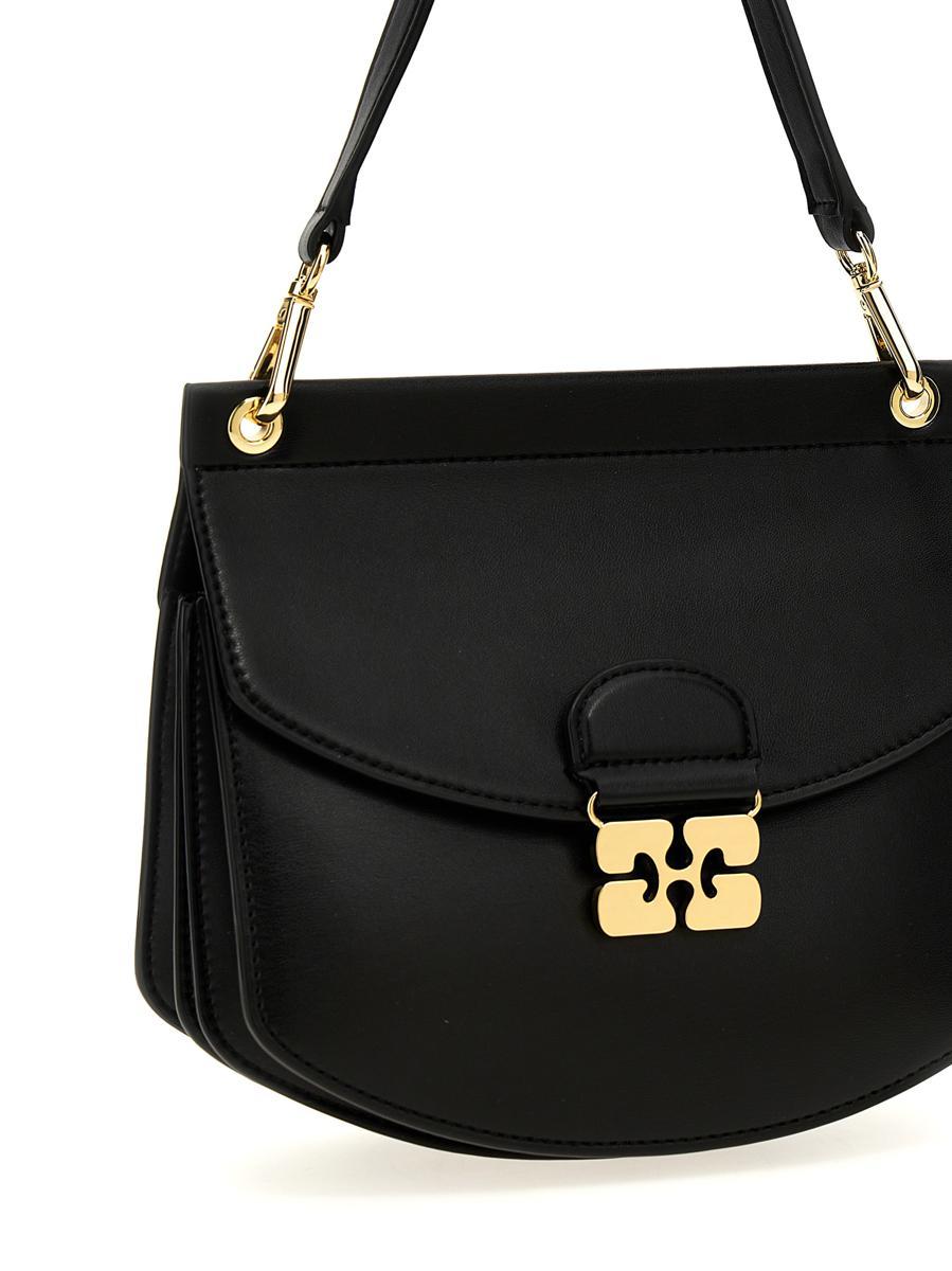 GANNI Small Shoulder Bag With Adjustable Strap And Gold-tone Hardware In Black Product Image