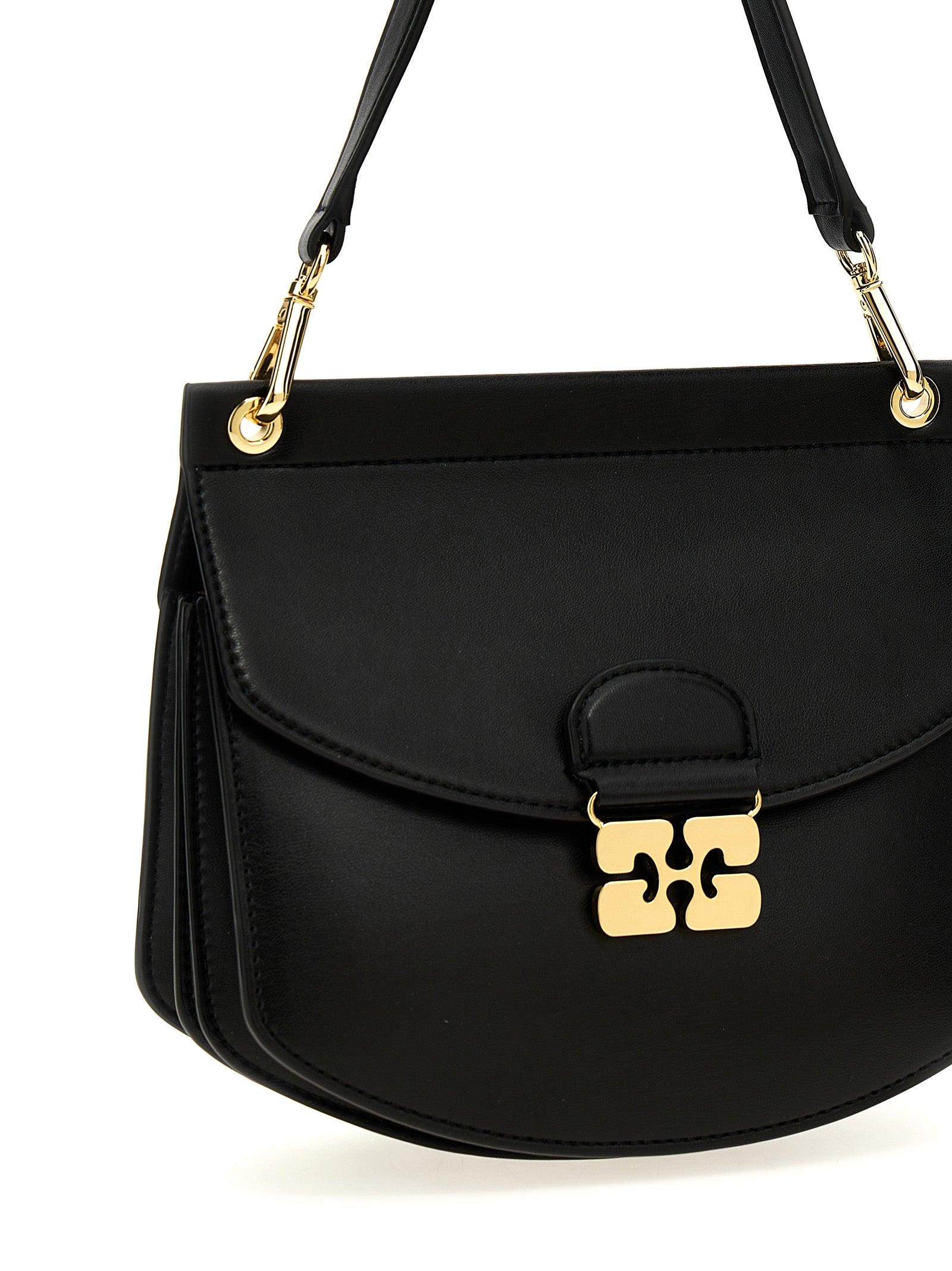 GANNI Small Shoulder Bag With Adjustable Strap And Gold-tone Hardware In Black Product Image