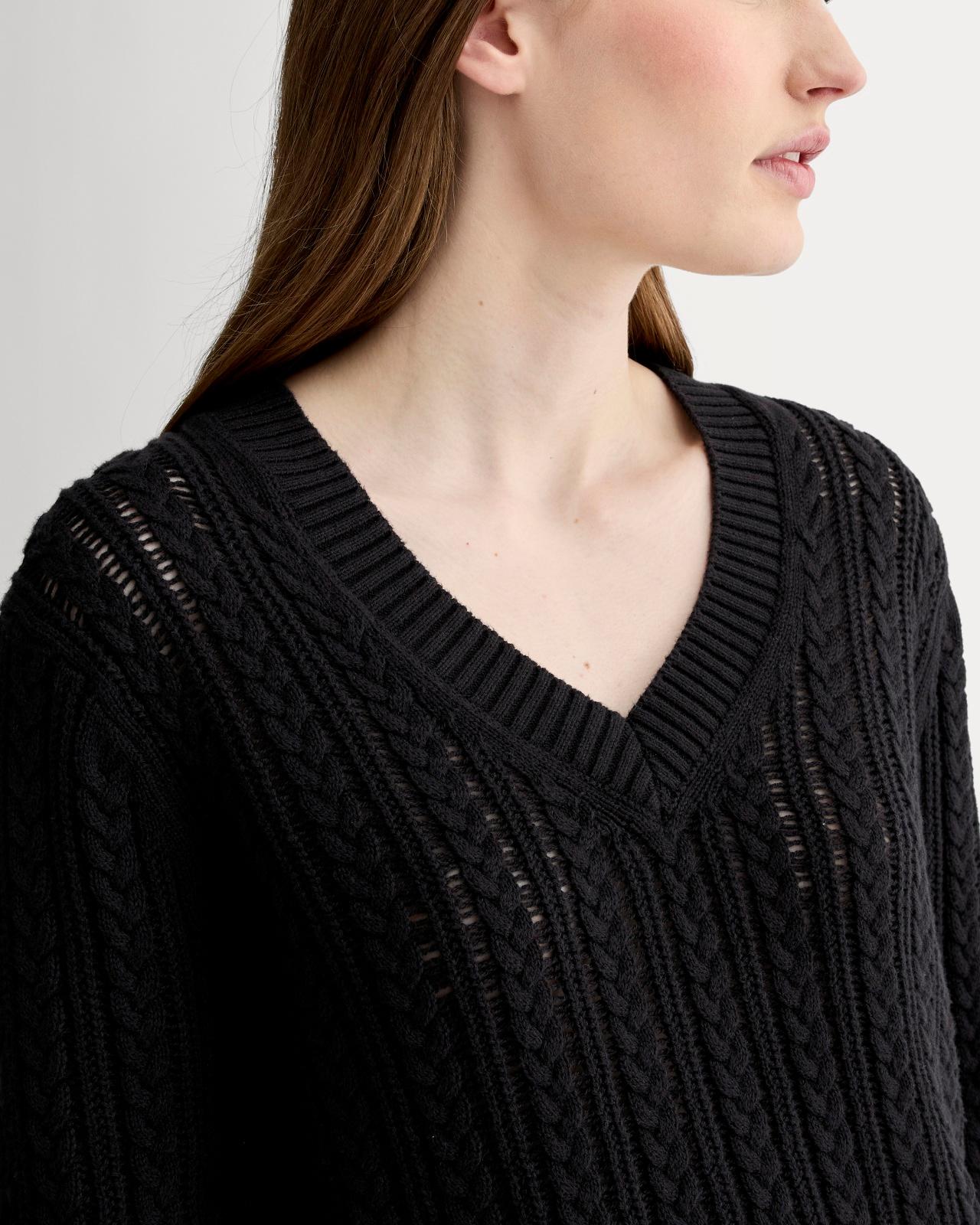 Womens Mesh Cable V-Neck in Everyday Cotton Sweater by Everlane Product Image