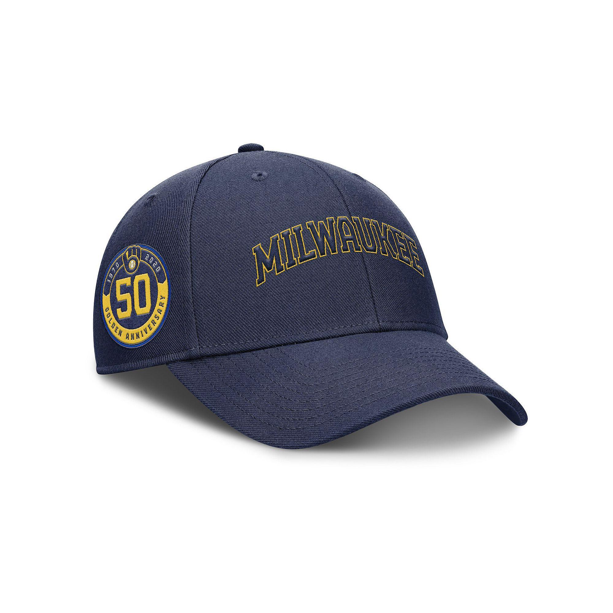 Men's Nike Navy Milwaukee Brewers Rise Gaberdine Adjustable Hat,  Product Image