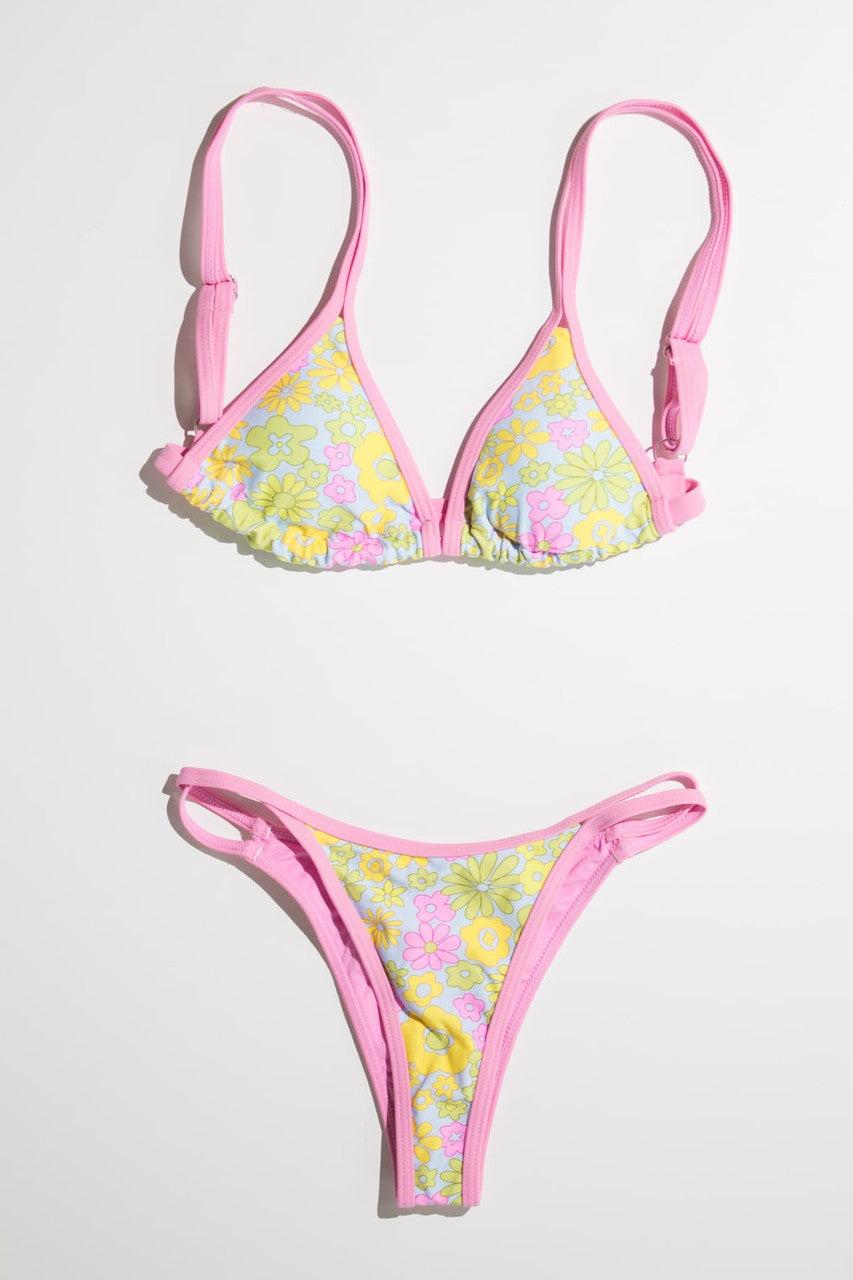 Pink 70s Floral Bikini Bottom Product Image