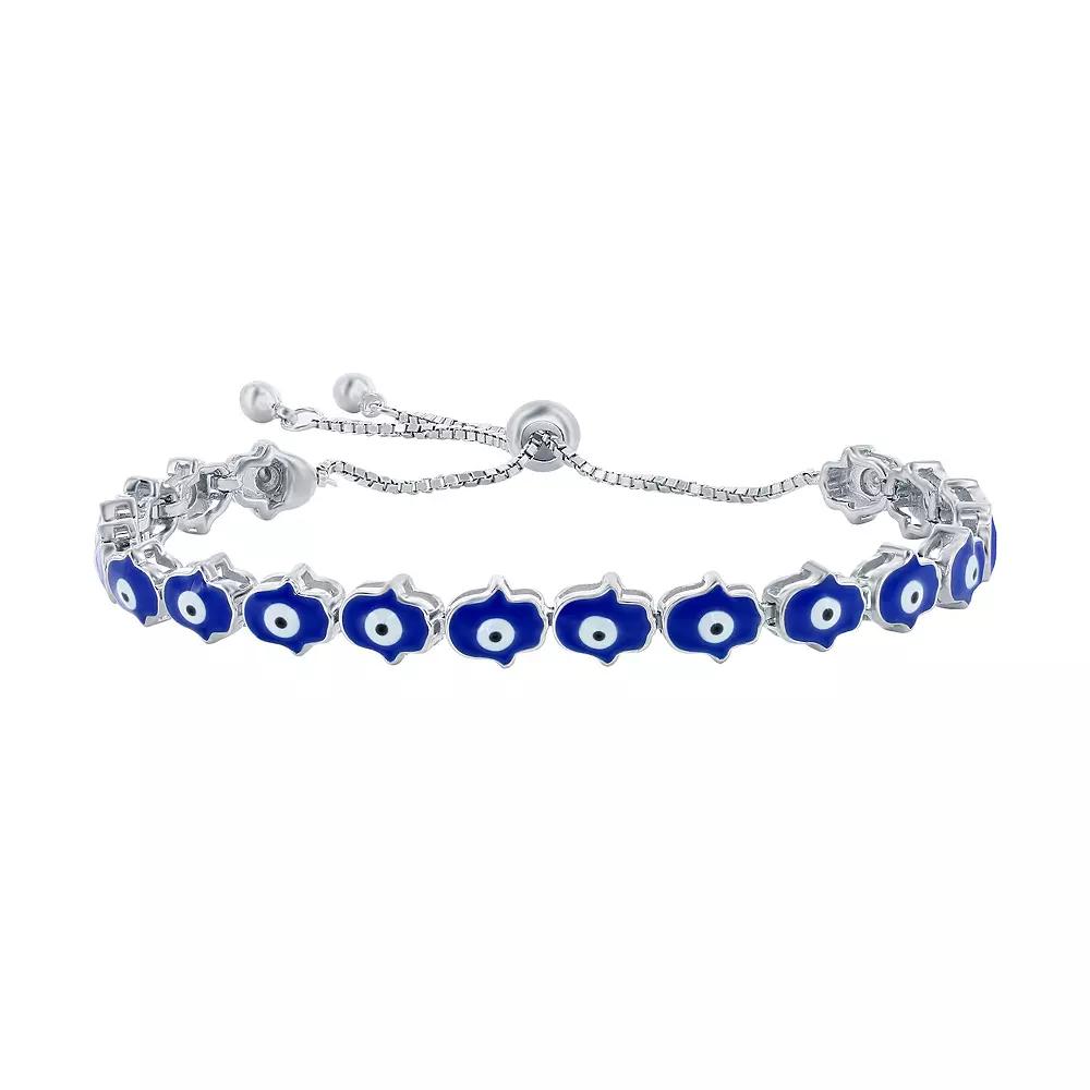 Argento Bella Sterling Silver Blue Enamel Evil Eye Hamsa Bracelet, Women's,  Product Image