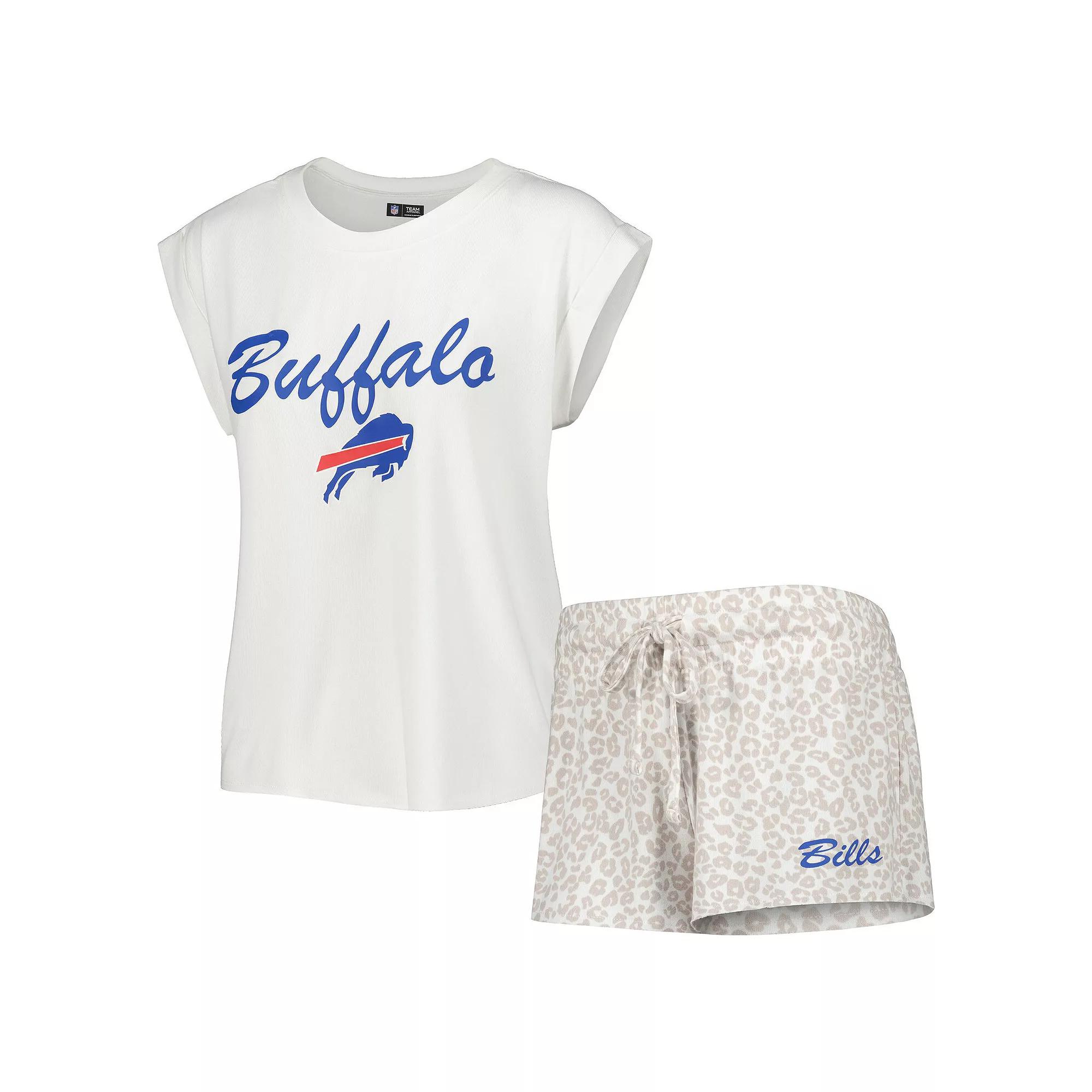 Women's Concepts Sport White/Cream Buffalo Bills Montana Knit T-Shirt & Shorts Sleep Set, Size: 2XL Product Image