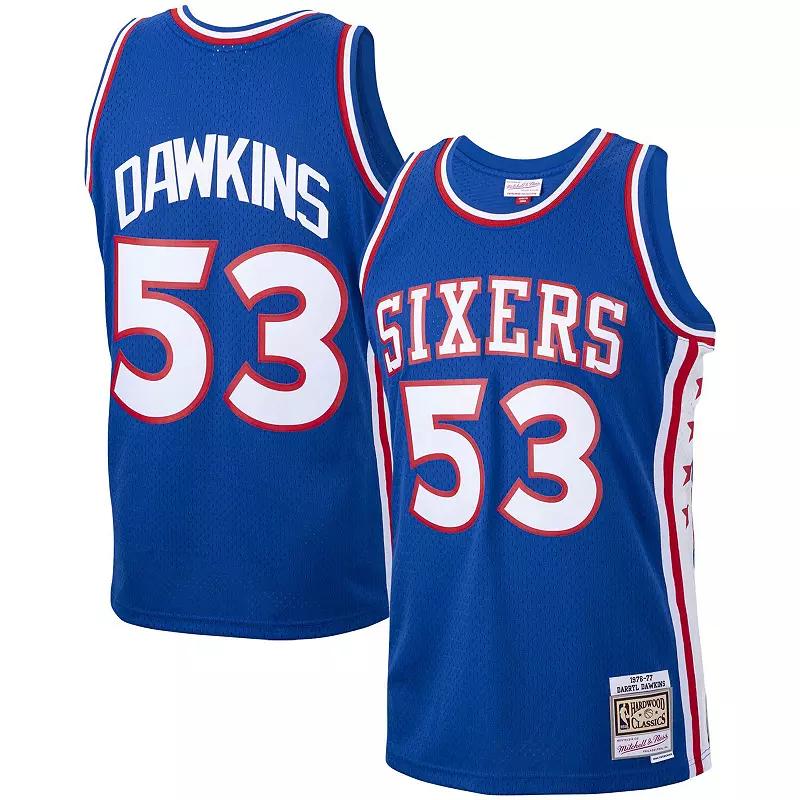Men's Mitchell & Ness Darryl Dawkins Royal Philadelphia 76ers 1976/77 Hardwood Classics Swingman Jersey, Size: Medium, 76r Blue Product Image