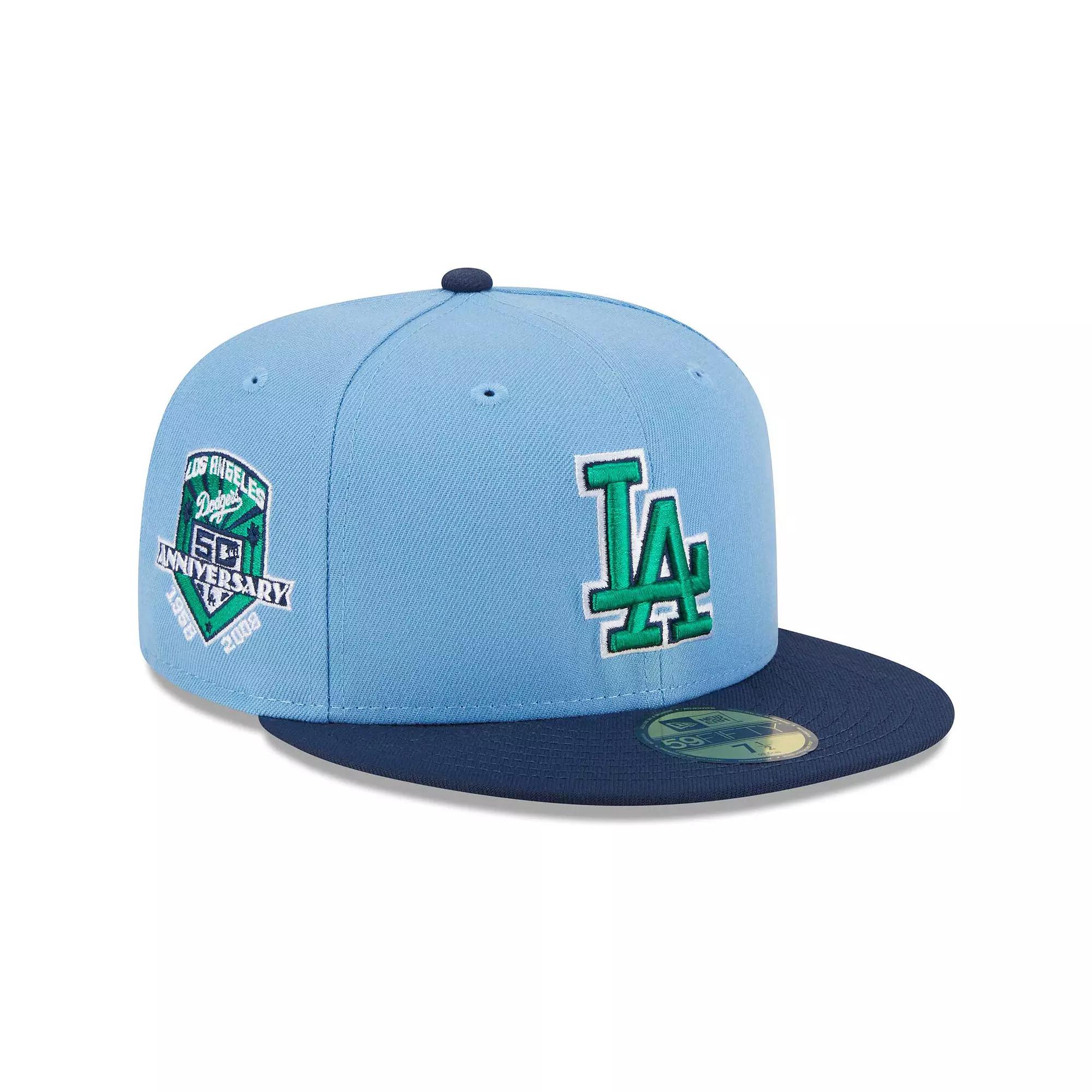 Men's New Era Light Blue/Navy Los Angeles Dodgers Green Undervisor 59FIFTY Fitted Hat,  Product Image