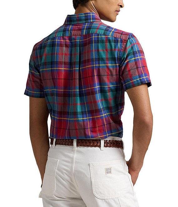 Polo Ralph Lauren Classic Fit Plaid Oxford Short Sleeve Woven Shirt Product Image