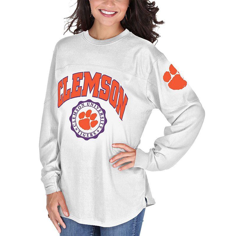 Women's White Clemson Tigers Edith Long Sleeve T-Shirt, Size: Small Product Image