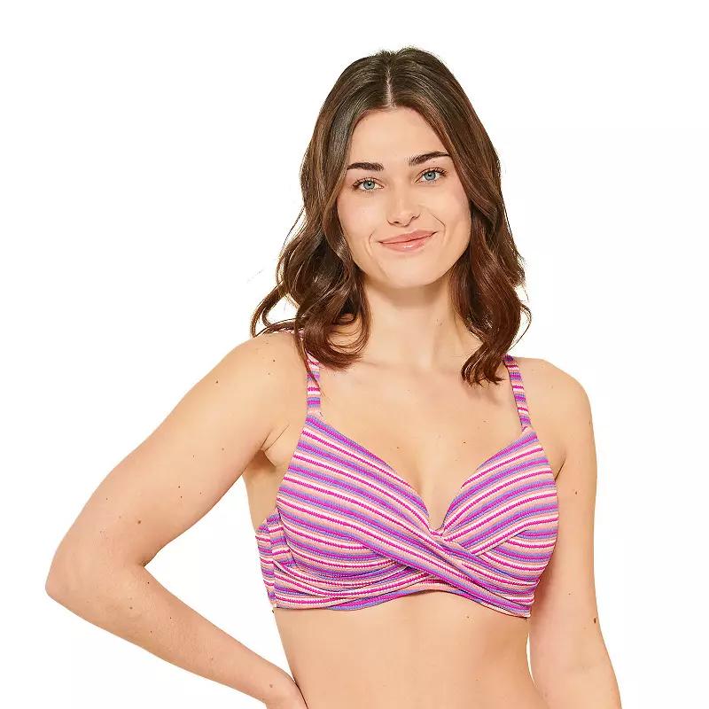 Women's Freshwater Underwire D-Cup Bikini Swim Top, Size: Small, Pink Basketweave Product Image