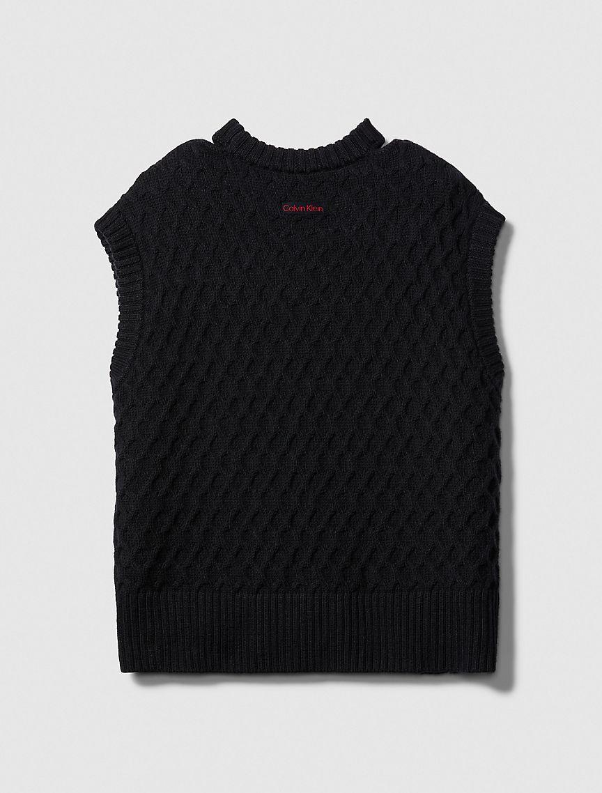 Merino Wool Cable Knit Relaxed Vest Product Image
