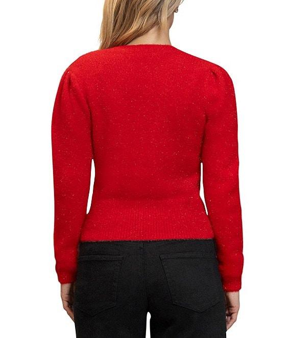 Stevie by Steve Madden Long Sleeve Tinsel Mink Yarn Pleated Pullover Sweater Product Image