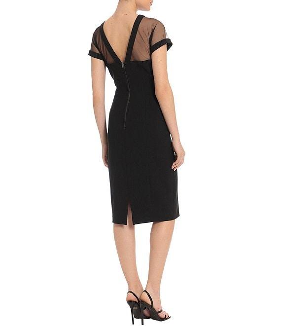 Maggy London Illusion Round Neck Cap Sleeve Sheath Dress Product Image