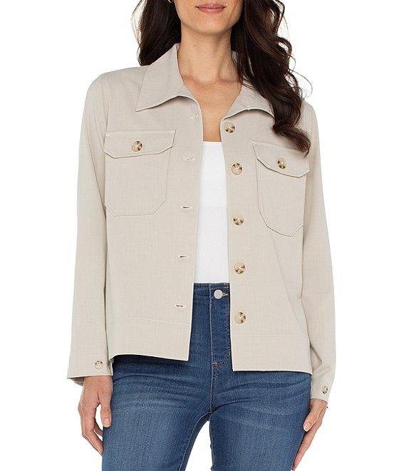 Liverpool Los Angeles Textured Woven Flyaway Shirt Jacket Product Image