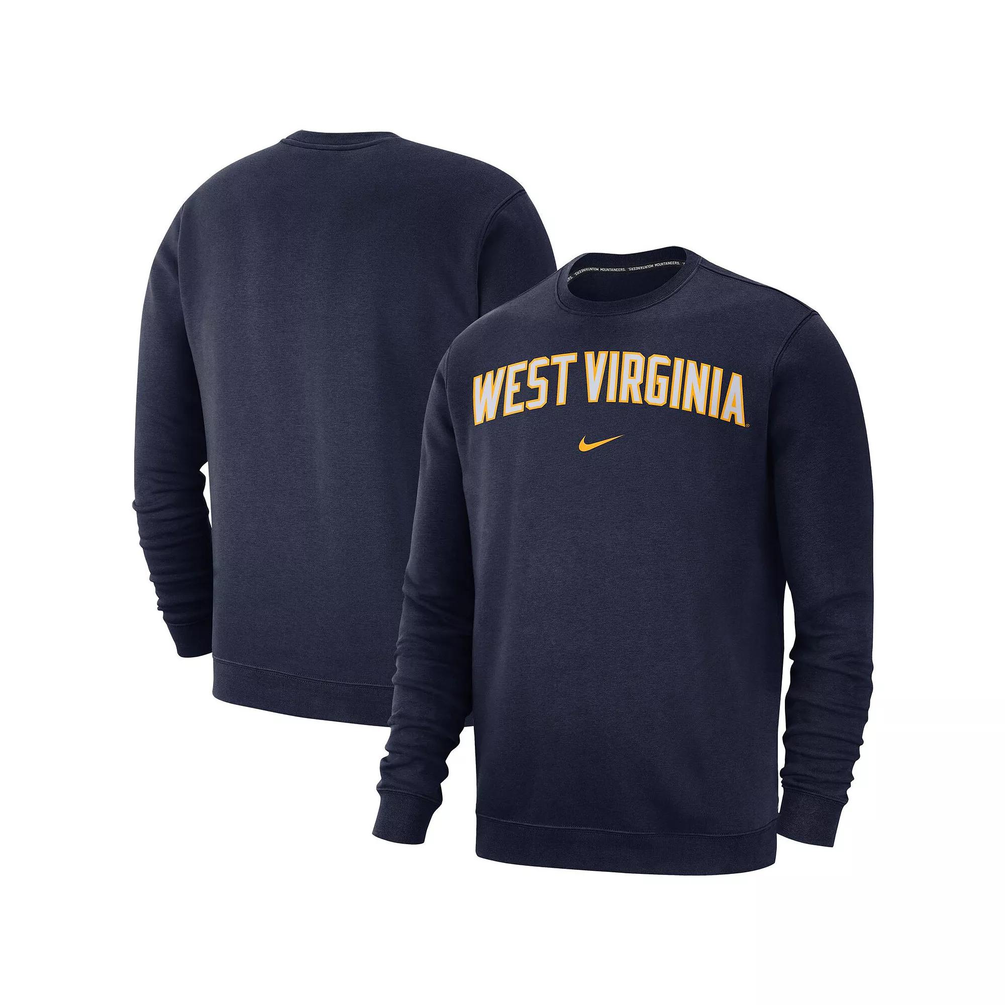 Men's Nike Navy West Virginia Mountaineers Club Fleece Sweatshirt, Size: Small, Blue Product Image