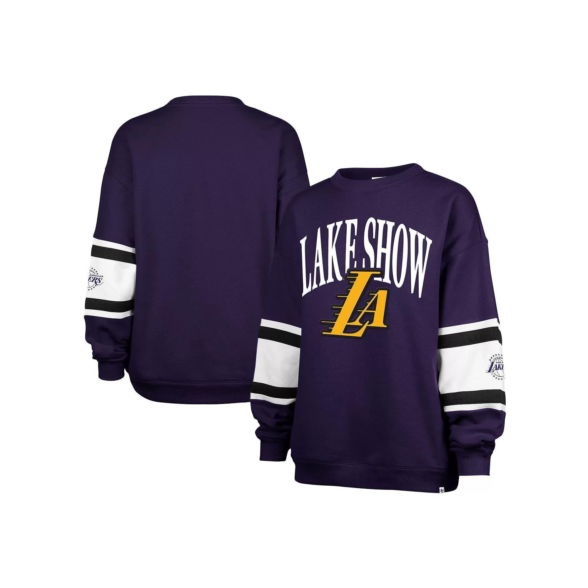 Women's '47 Purple Los Angeles Lakers 2024/25 City Edition Steadfast Paneled Pullover Sweatshirt, Size: Small Product Image