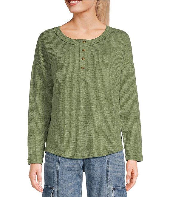 Blu Pepper Long Sleeve Henley Knit Top Product Image