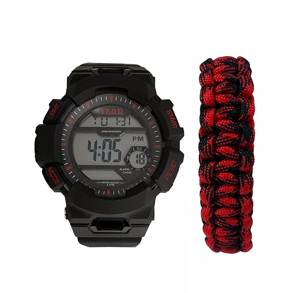 IZOD Men's Green Camo Digital Watch with Matching Bracelet Set - IZO2194KL, Black Red Product Image