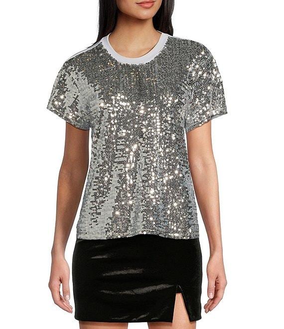 Miss Chievous Short Sleeve Sequin And Jersey T-Shirt Product Image