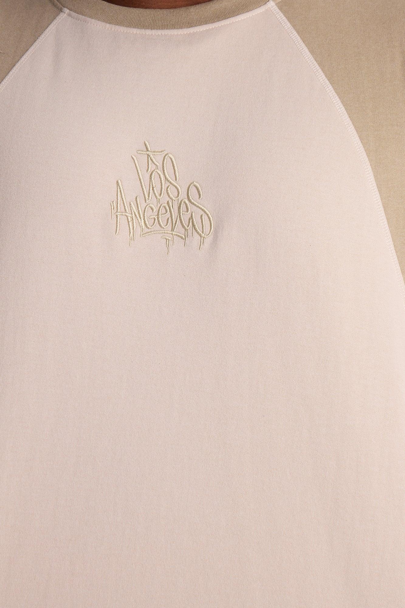 LA Embroidery Paneled Fleece Tee - Tan Male Product Image