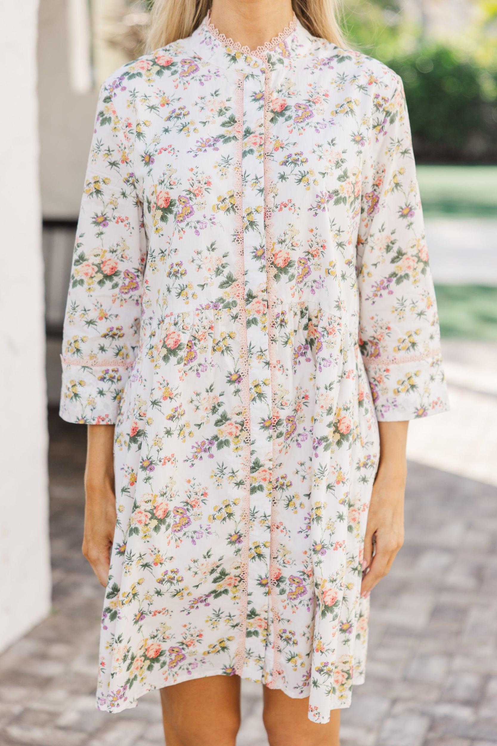 Believe In Yourself Ivory Ditsy Floral Dress Female Product Image