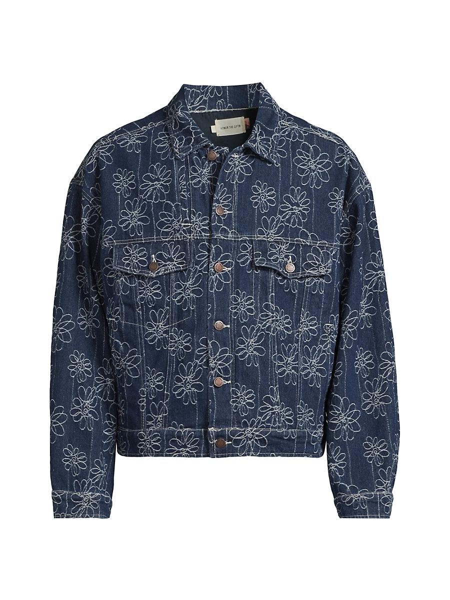 Mens Flower Jacquard Button-Front Jacket Product Image
