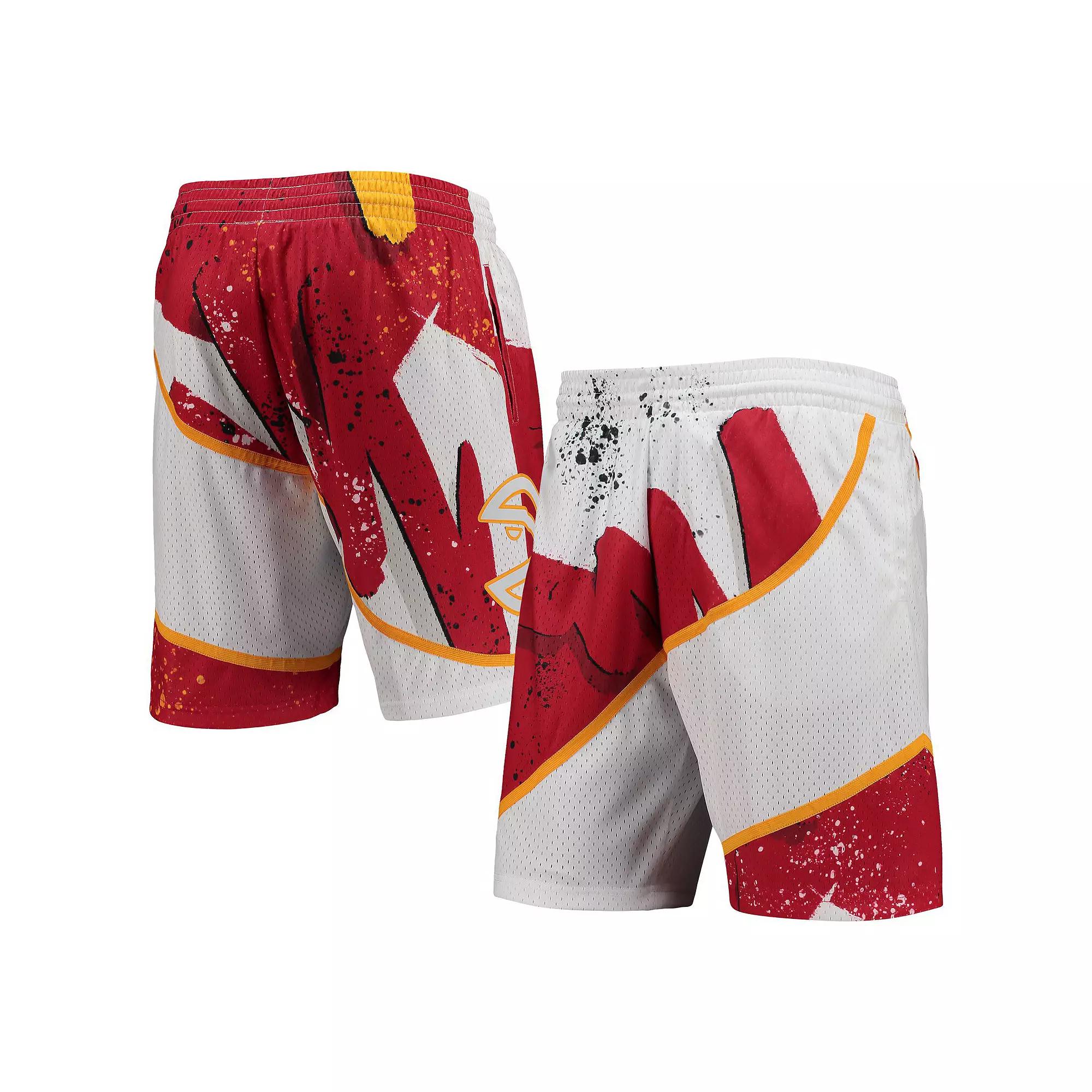 Men's Mitchell & Ness White Atlanta Hawks Hardwood Classics 1986 Hyper Hoops Swingman Shorts,  Product Image