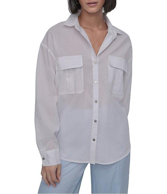 DKNY by Donna Karan Cotton Voile Long Sleeve Button Front Shirt Product Image